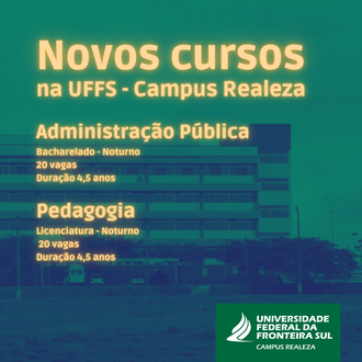 Novos cursos para Realeza: Administração Pública e Pedagogia