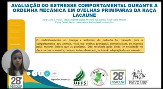 Apresentação de trabalho "Avalição do estresse comportamental durante ordenha mecânica em ovelhas"