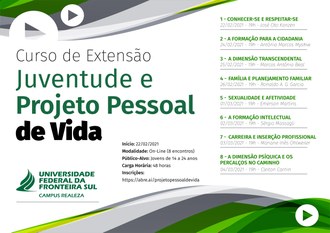 Cartaz de Divulgação Curso de Extensão Juventude e Projeto Pessoal de Vida