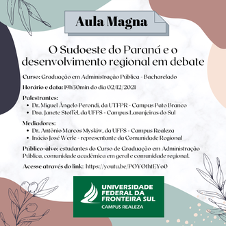 Cartaz de divulgação Aula Magna Administração Pública