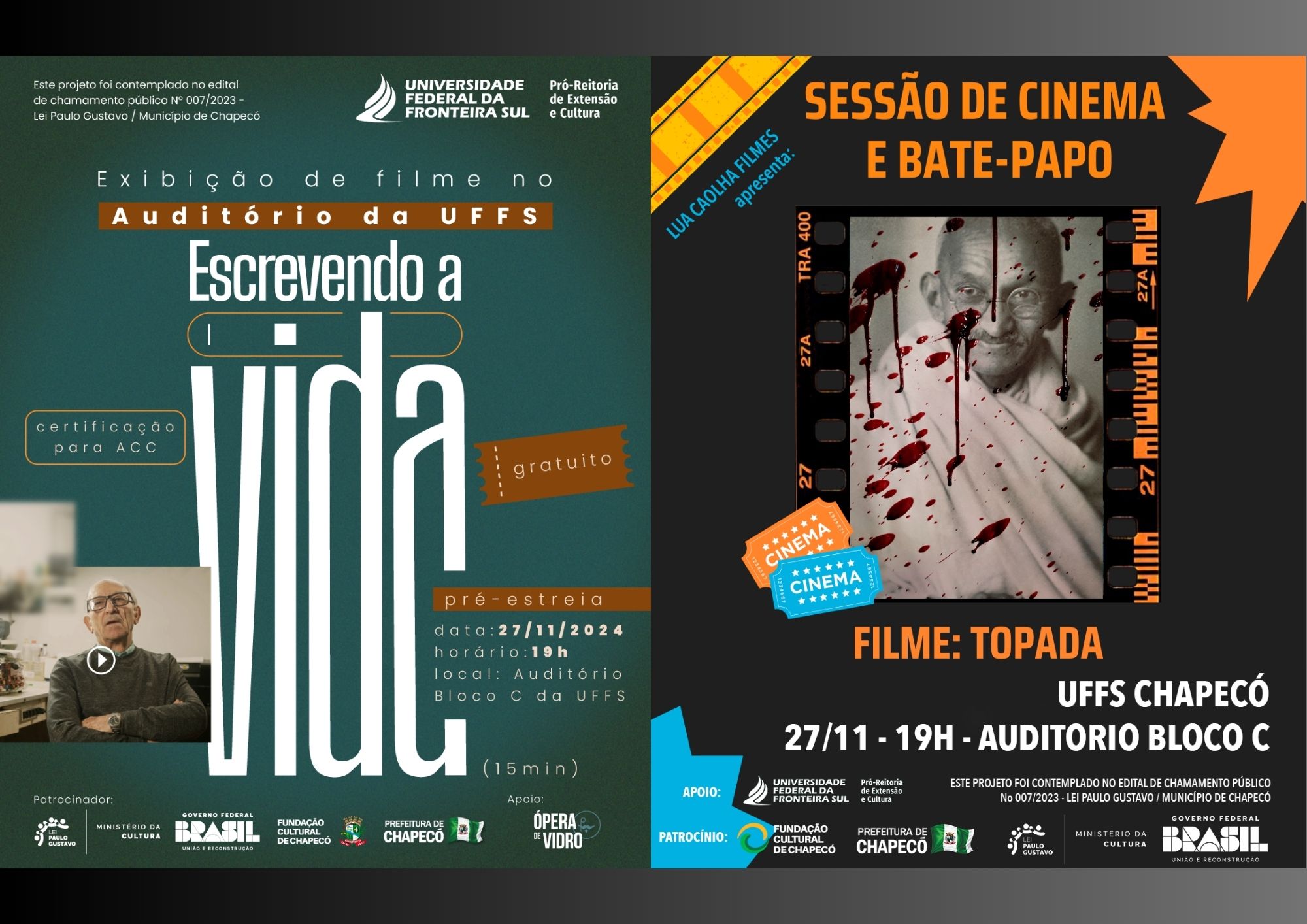 Mostra de cinema: Escrevendo a Vida & Topada