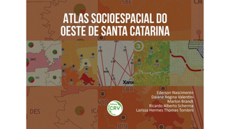 Imagem da capa do atlas, em cores terrosas e mapas