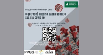 Imagem com fundo cinza, um QRCode ao centro, e um texto indicando para utilizar o QRCode para baixar o portfólio