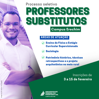 03022025 Seletivo oferta três vagas para professores substitutos no Campus Erechim