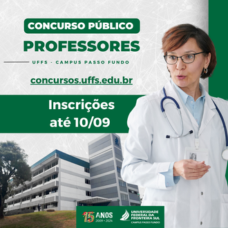 Cartaz com informações sobre concurso público para professores no Campus Passo fundo