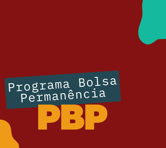 imagem com fundo vermelho fundo e escrito Programa Bolsa Permanência