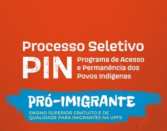 imagem com fundo vermelho com letras brancas está escrito a sigla por extenso do PIN e do Pró-Imigrante. Essa última possui um fundo azul