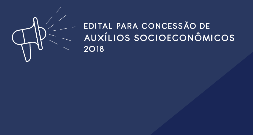 Ilustração em azul com a escrita "Auxílios Socioeconômicos 2018"