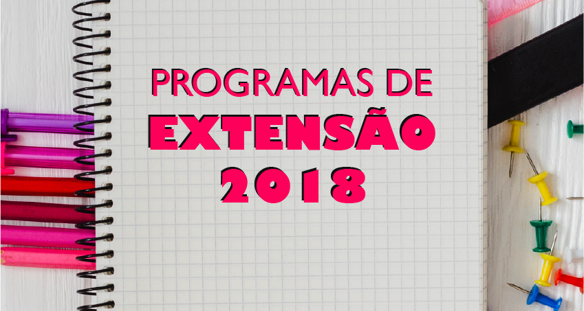 Ilustração de um caderno com o título Programas de Extensão 2018