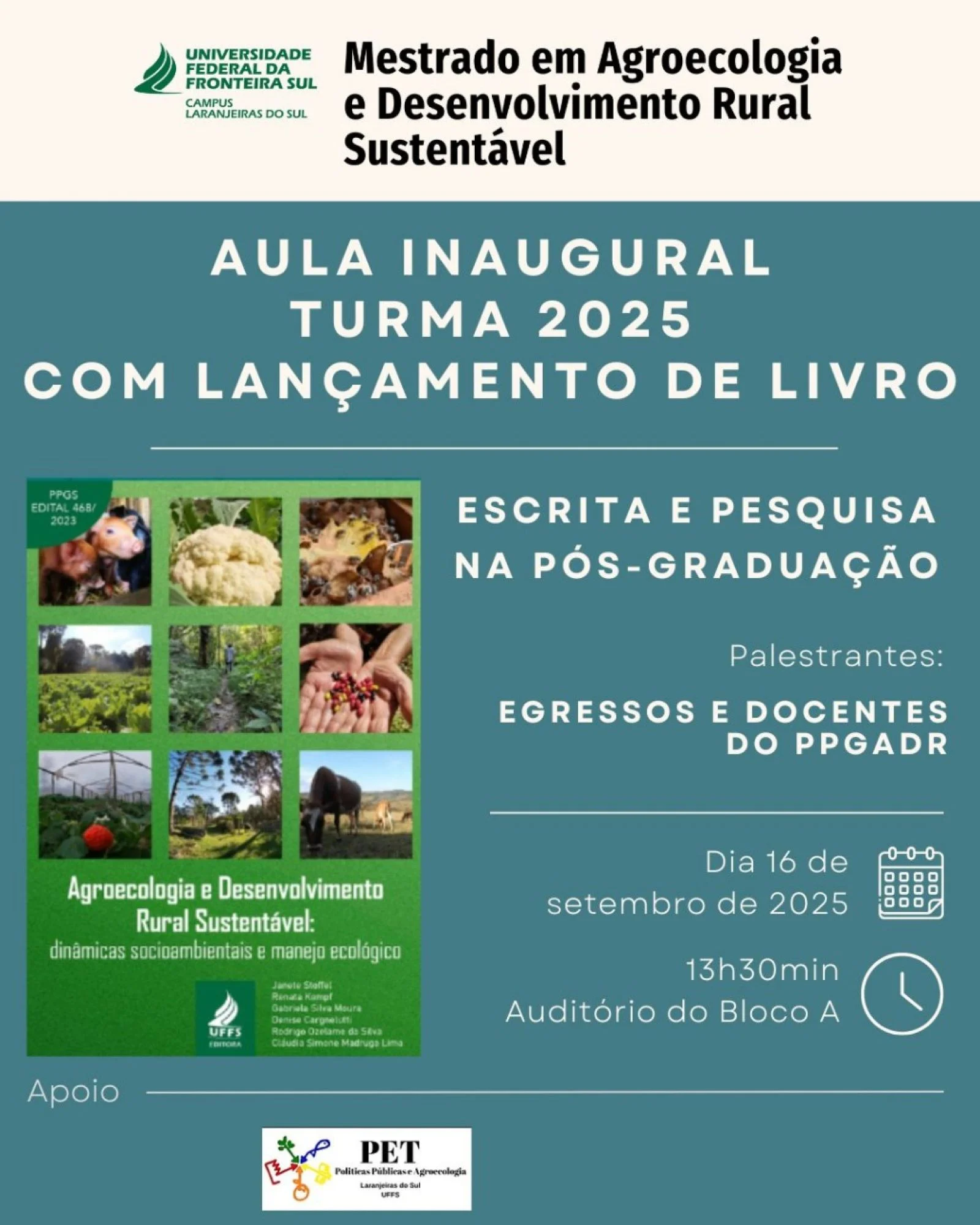 Aula Inaugural da Turma 2025 do PPGADR com Lançamento de Livro
