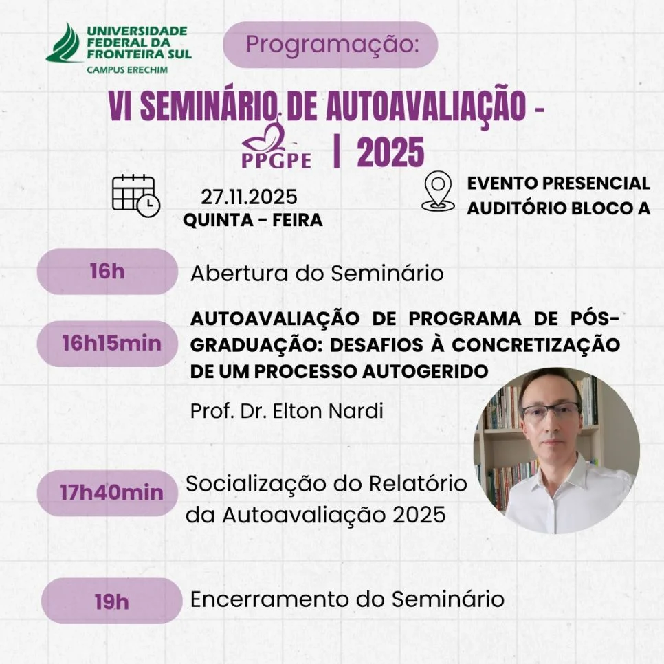 VI Seminário de Autoavaliação do Programa de Pós Graduação Profissional em Educação