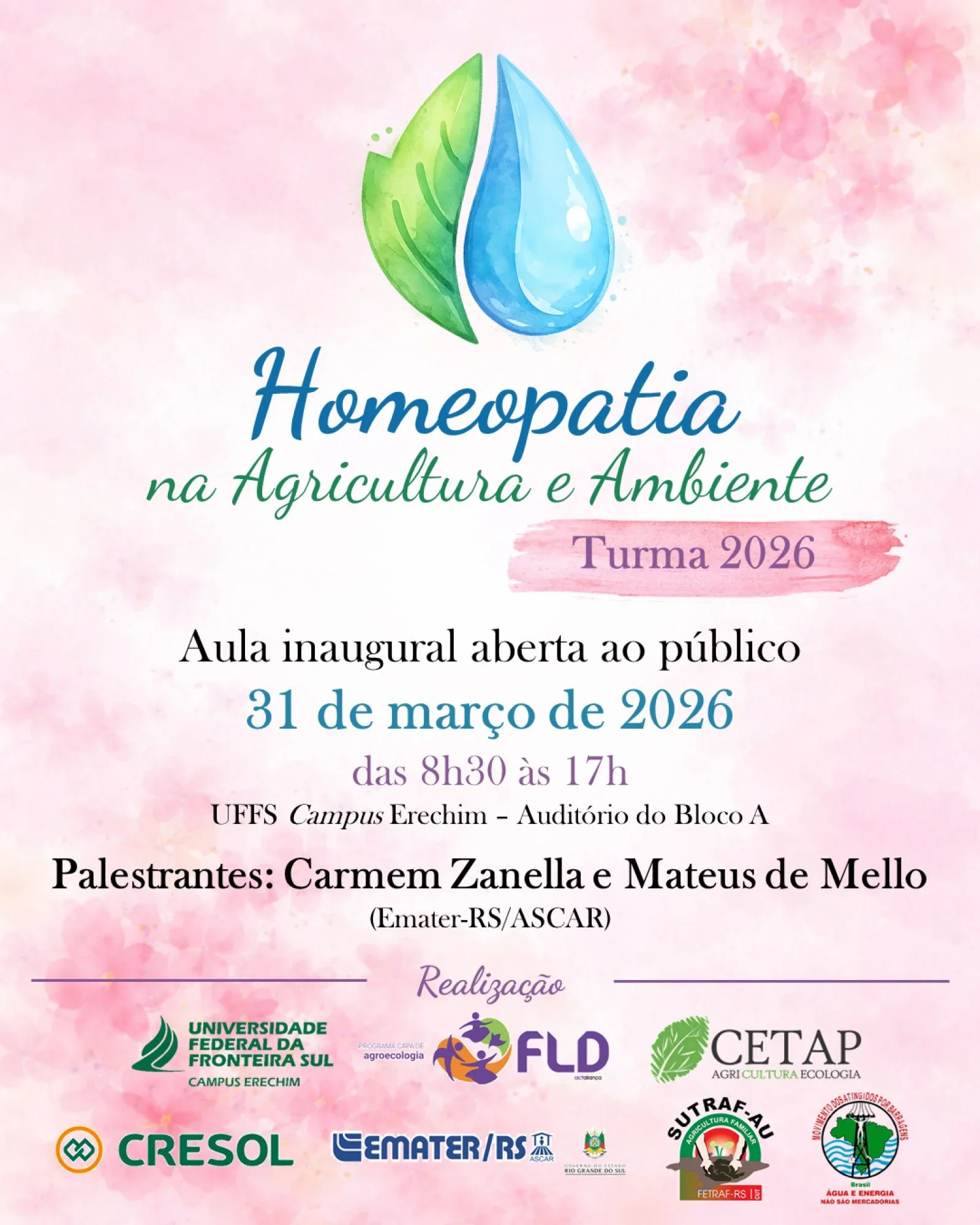 Curso de extensão Homeopatia na Agricultura e Ambiente - Turma 2026